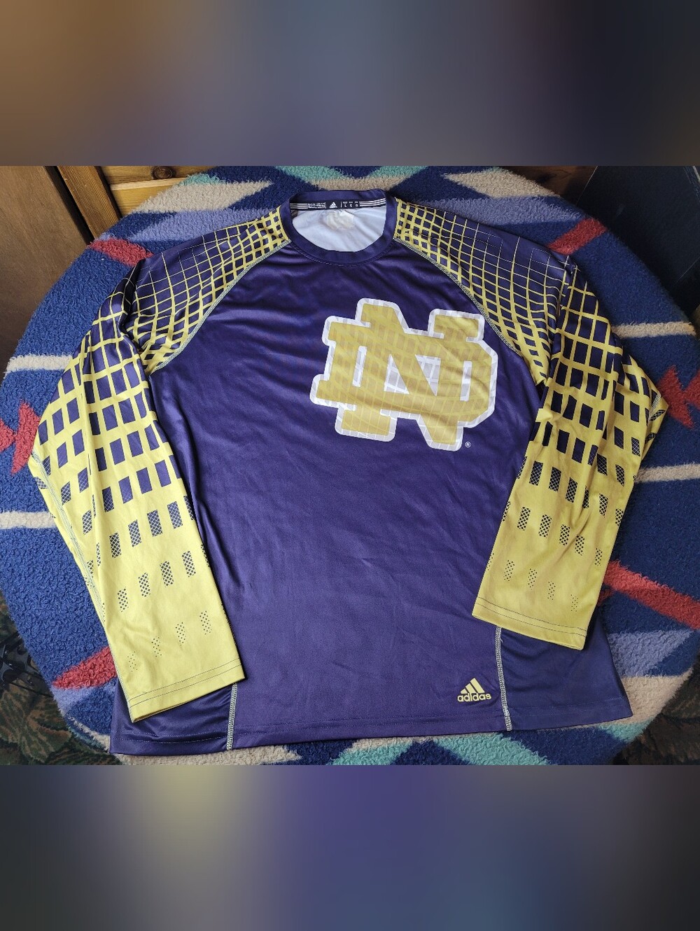 Adidas Climalite Notre Dame Fighting Irish Long Sleeve Shirt Mens Large NCAA